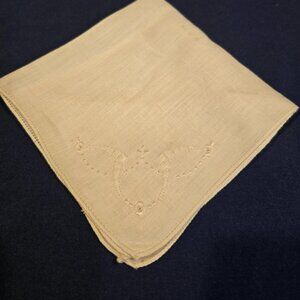 Handkerchief White Linen White-work Embroidered Corner 1940s Wedding Bridal